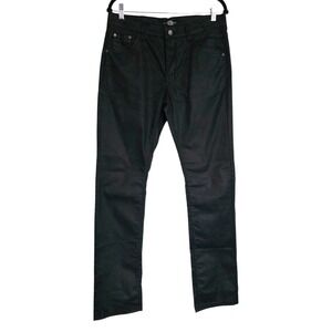 Horst Karl Straight Leg Pants Black Coated Cotton Blend Mens 33